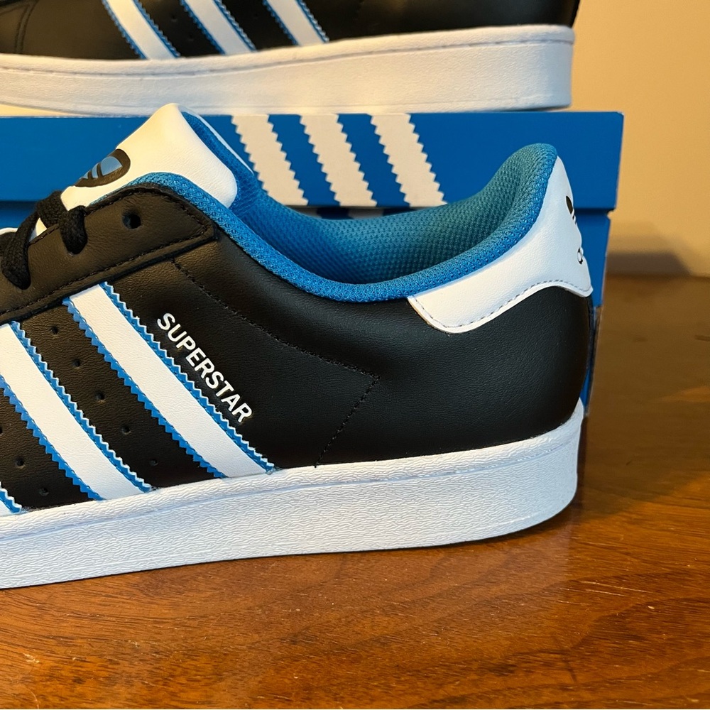 ADIDAS Originals Black, White, Bright Blue Superstar Shoes - Picture 4 of 11